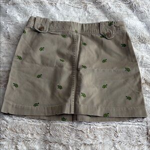 JCrew Khaki Skirt with Green Turtle Embroidery